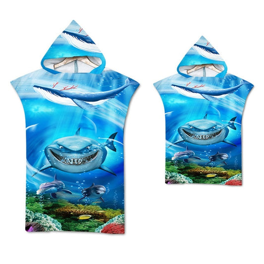 Hooded Beach Towel Shark Print
